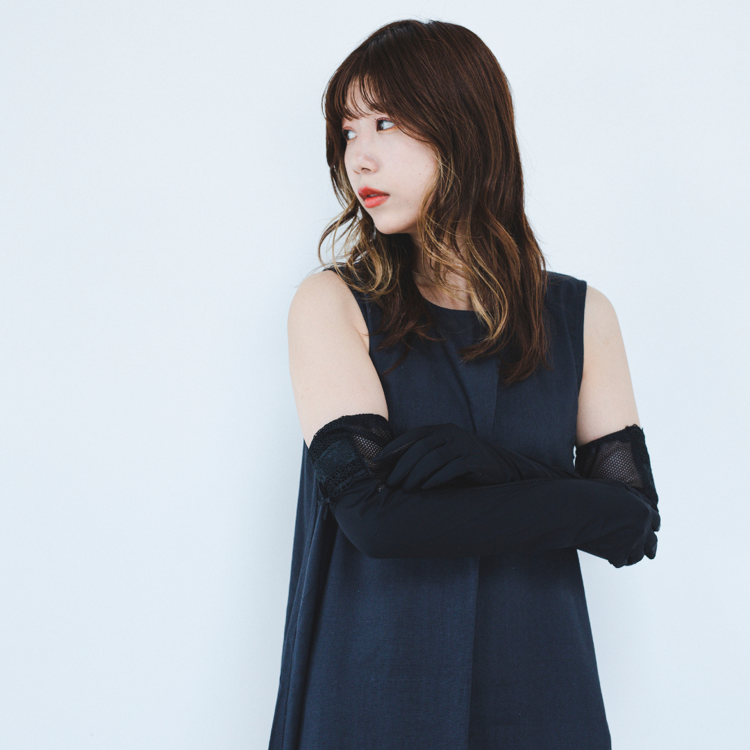 L001 冷感抗菌ケミカル五指ロング UVアームカバー手袋 ロングサイズ