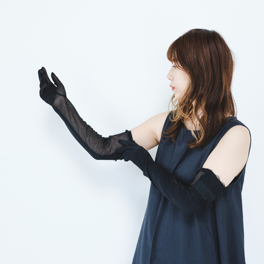 L001 冷感抗菌ケミカル五指ロング UVアームカバー手袋 ロングサイズ