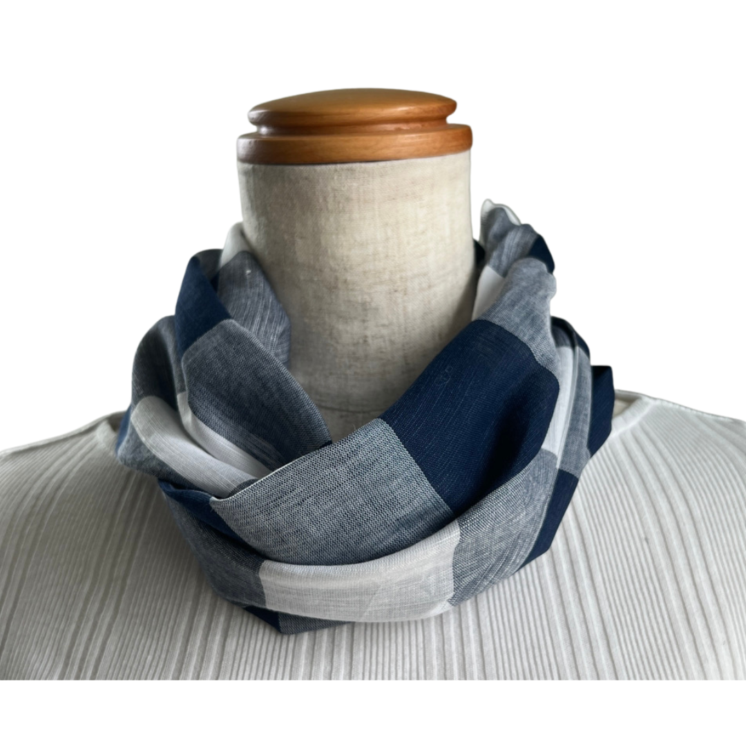 Block check one-touch scarf