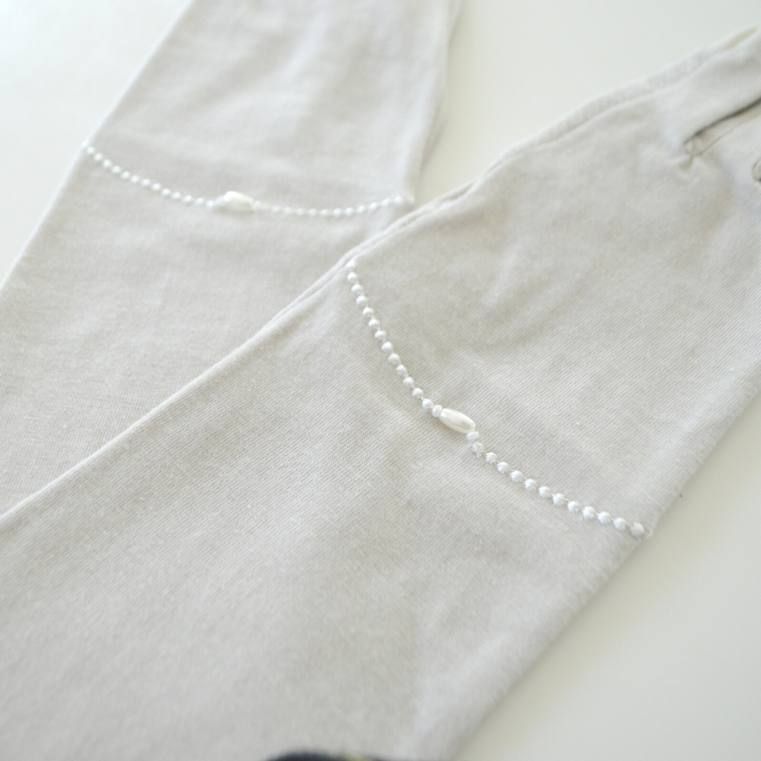 L029 パール刺繍 UVアームカバー手袋 ロングサイズ