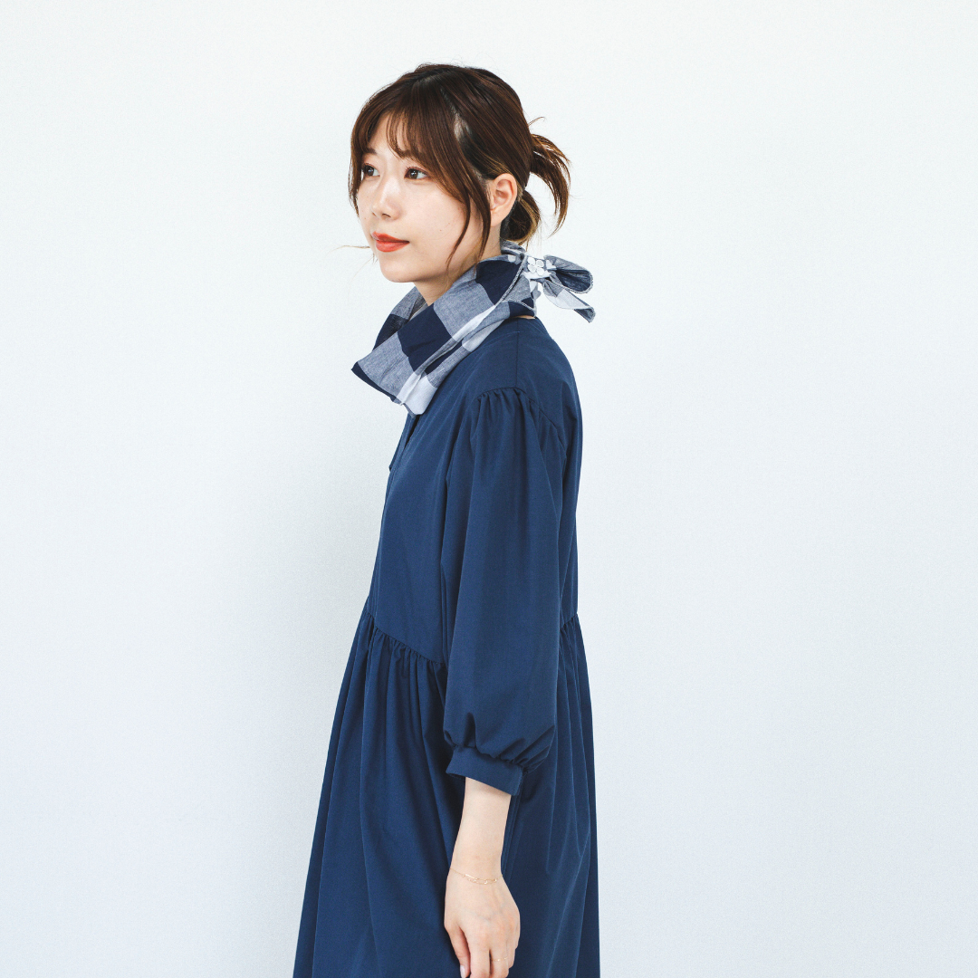 Block check one-touch scarf