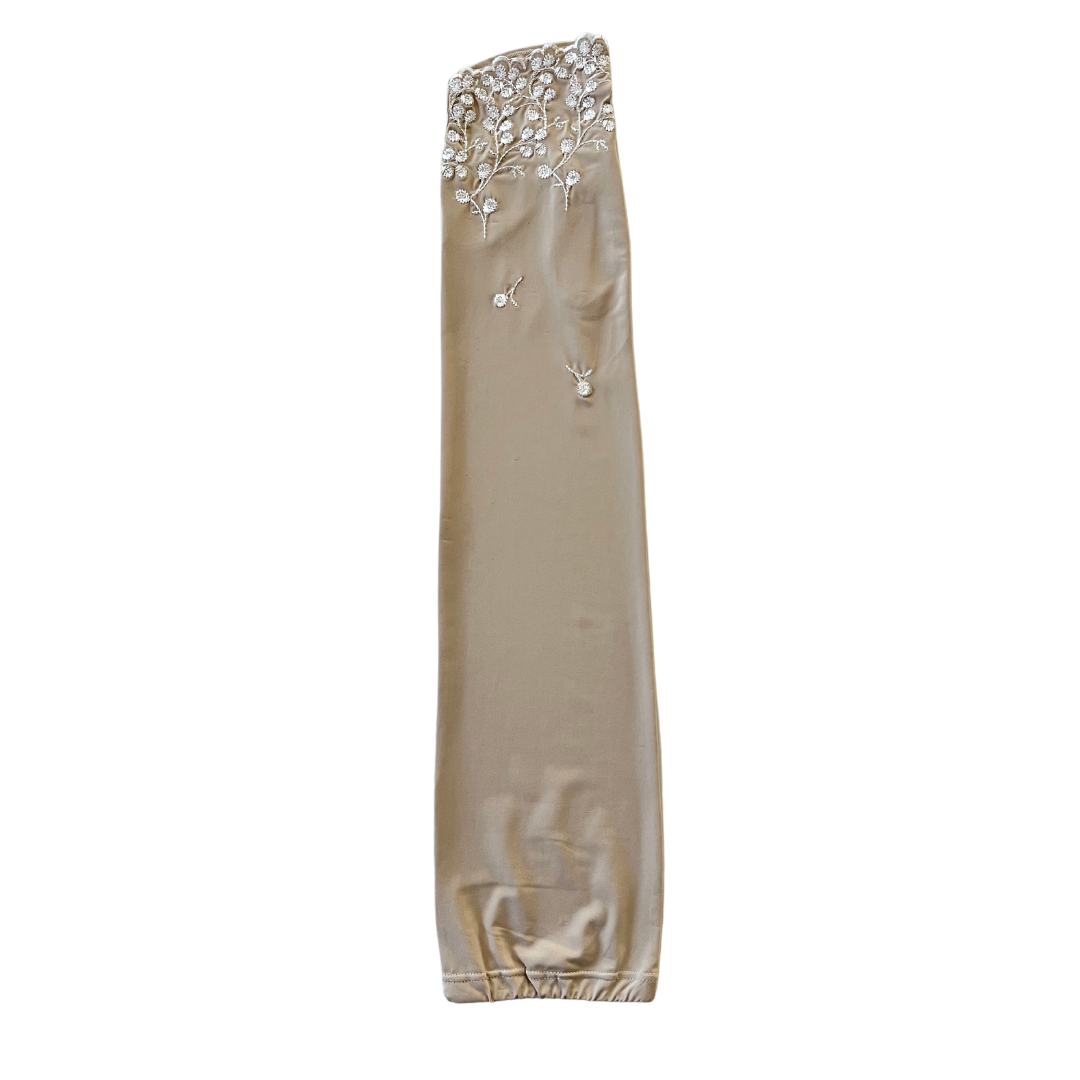 Cold feeling antibacterial fingertip flower embroidery UV arm cover gloves long size
