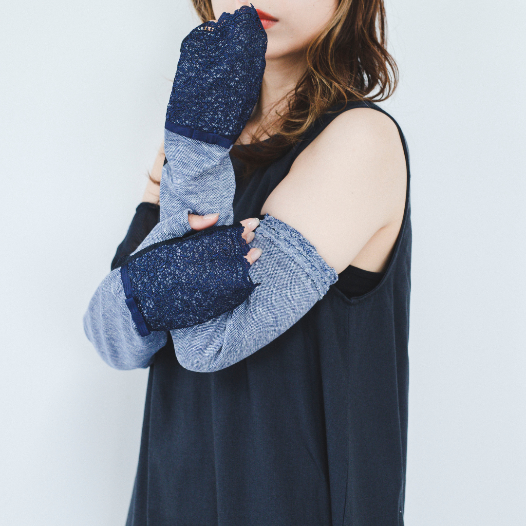 Cotton Linen Fingertip Chemical Lace UV Arm Cover Gloves Long Size