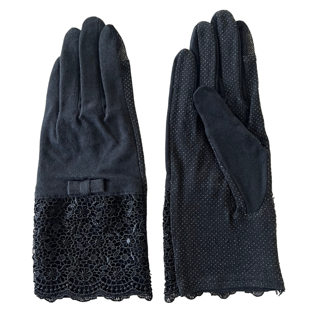 S004 すそケミカルレース五指 UVアームカバー ショートサイズ