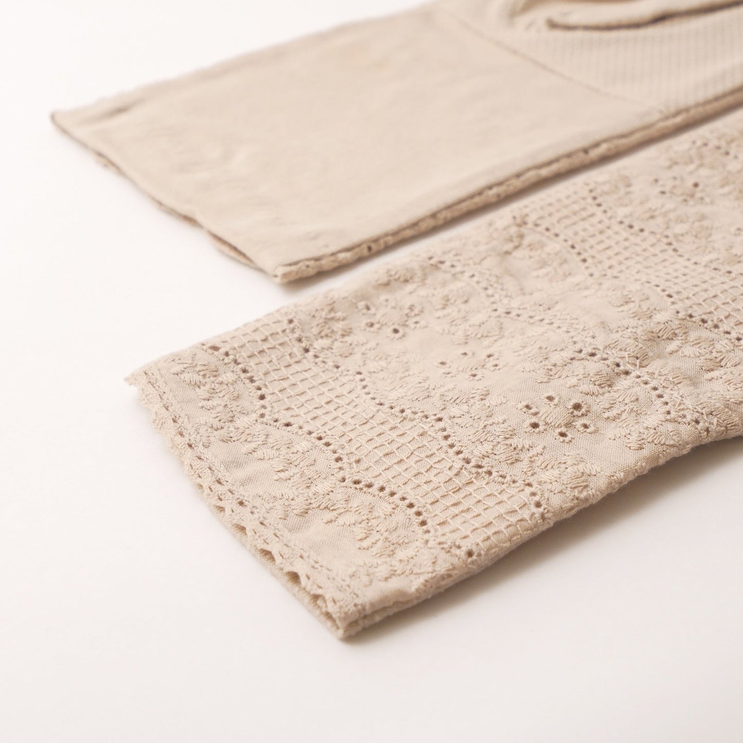 S034 刺繍レース3段 UVアームカバー手袋 ショートサイズ