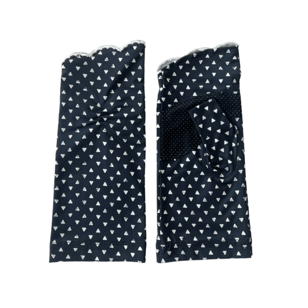 S053 三角デザイン指先ししゅう UVアームカバー ショートサイズ