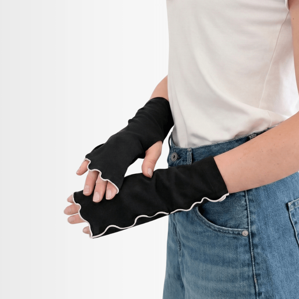 S058 バイカラーメロー UVアームカバー ショートサイズ