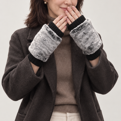 eco fur fingerless gloves