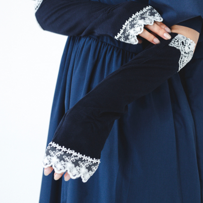 Top and bottom lace semi-long UV arm cover gloves semi-long size