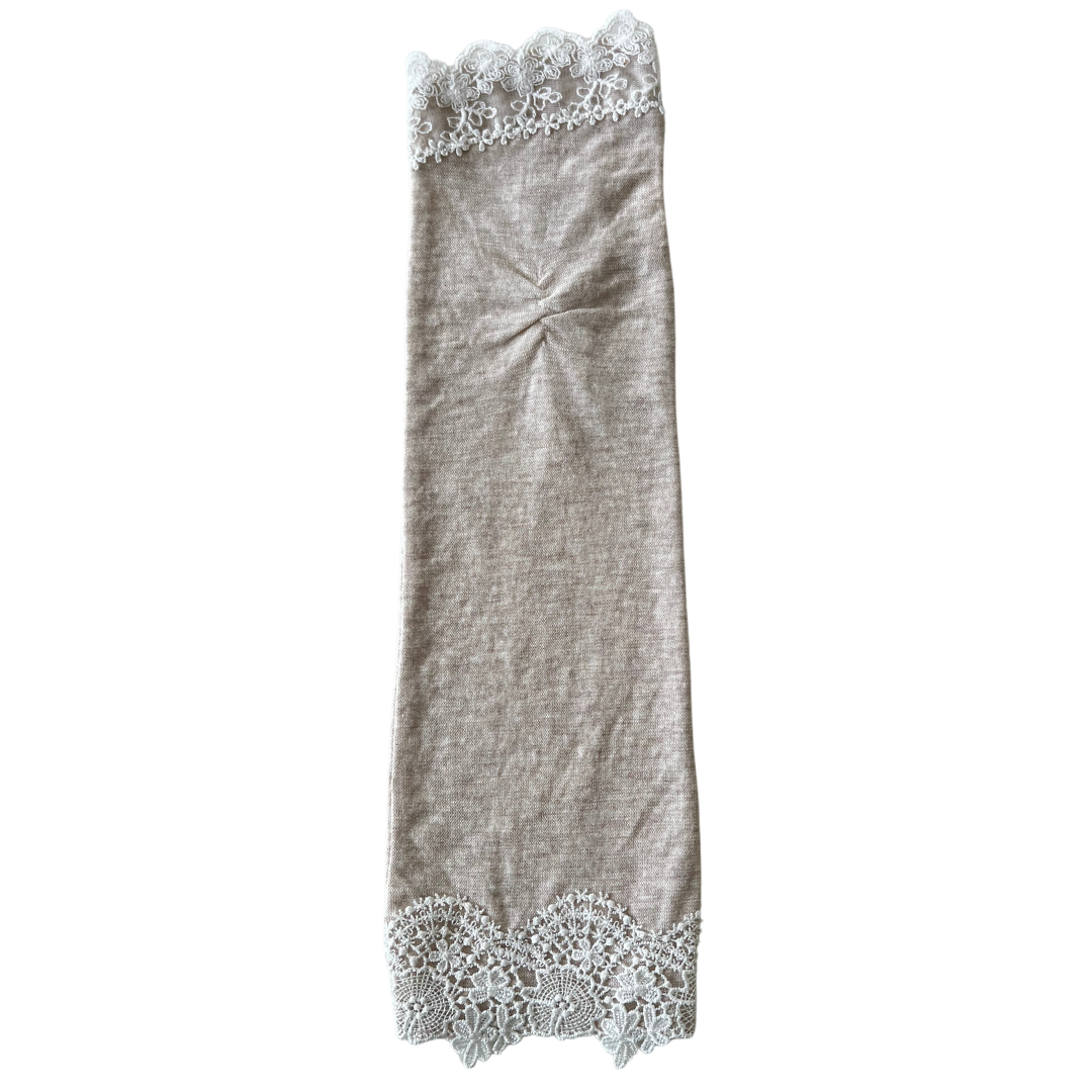 Top and bottom lace semi-long UV arm cover gloves semi-long size