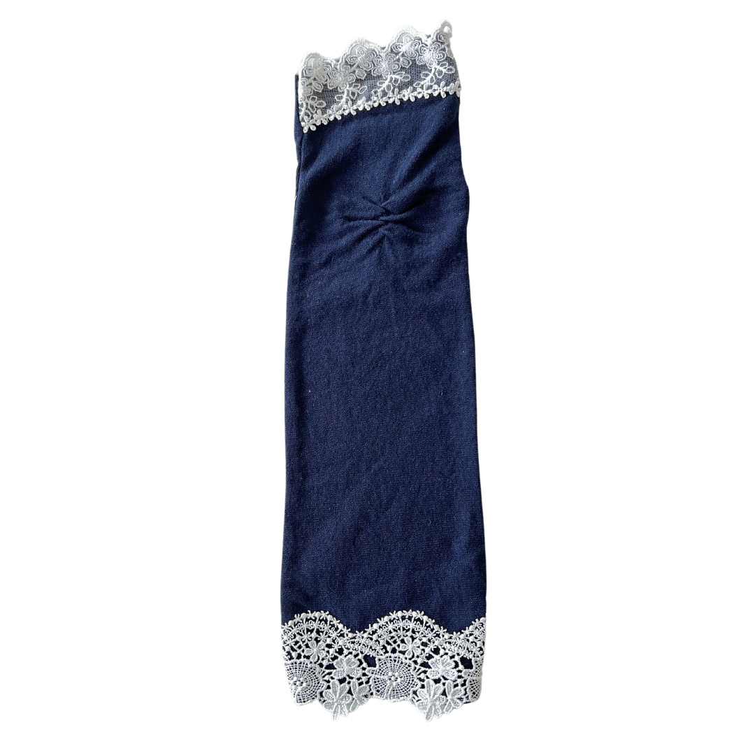 Top and bottom lace semi-long UV arm cover gloves semi-long size