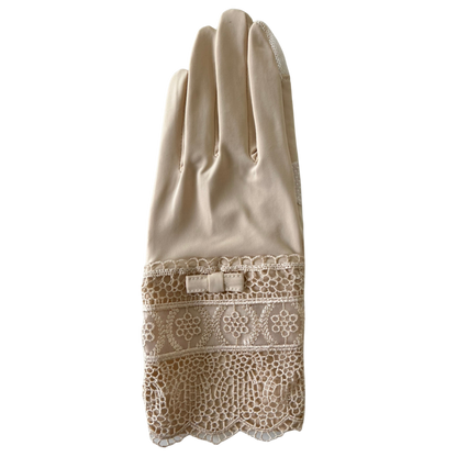 Cold feeling antibacterial hem chemical lace five finger UV arm cover gloves short size