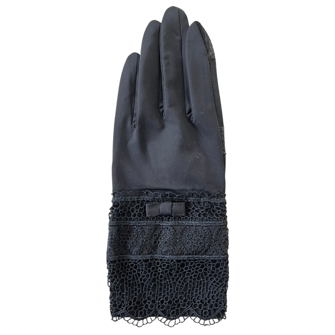 Cold feeling antibacterial hem chemical lace five finger UV arm cover gloves short size