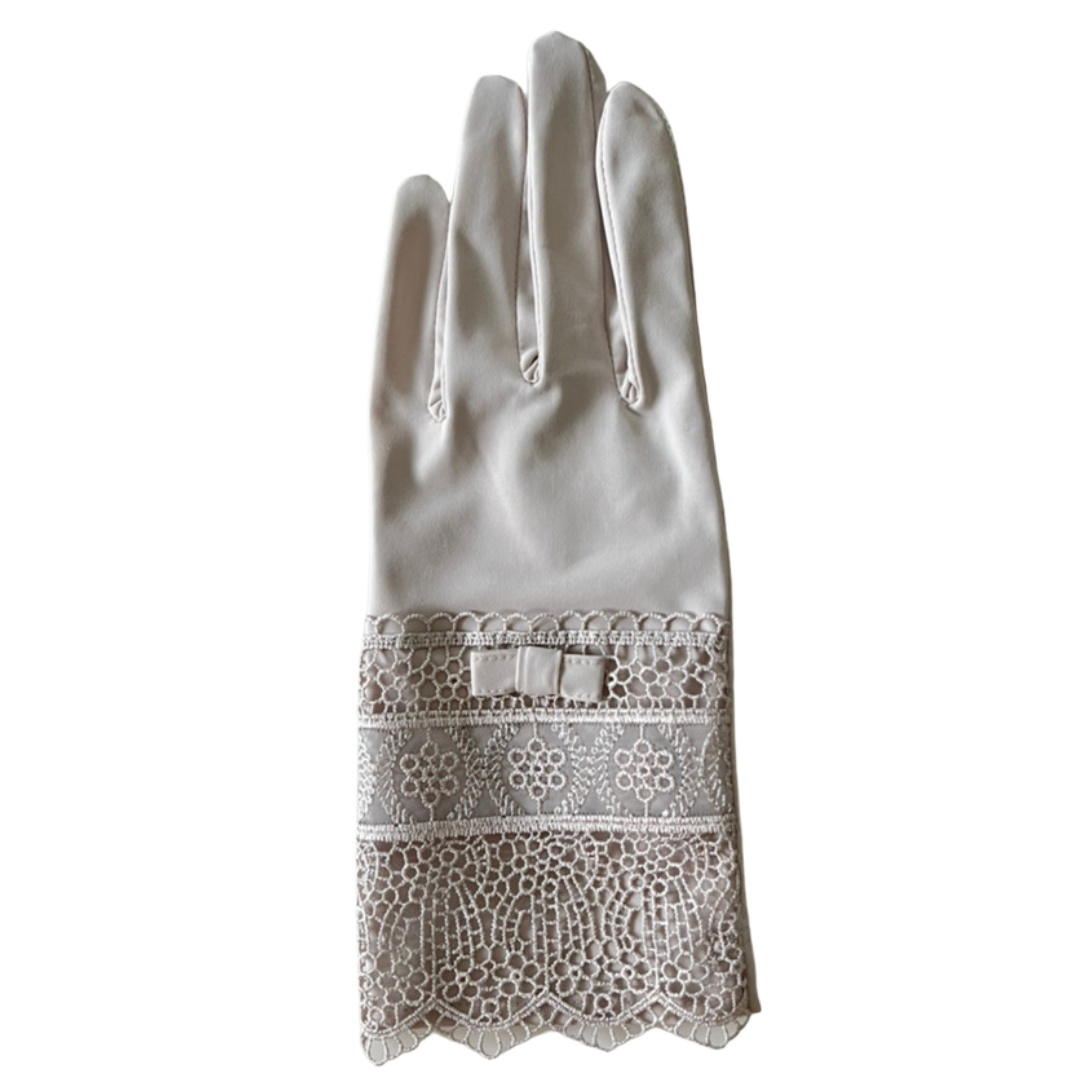 Cold feeling antibacterial hem chemical lace five finger UV arm cover gloves short size