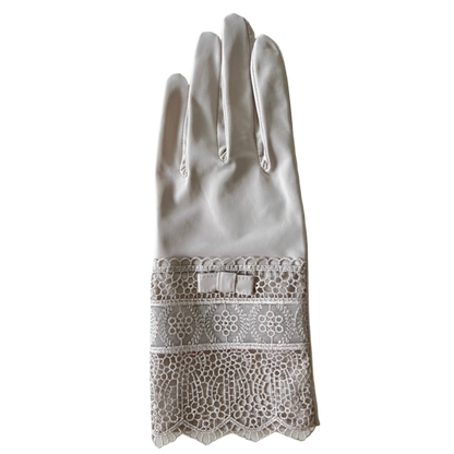 Cold feeling antibacterial hem chemical lace five finger UV arm cover gloves short size