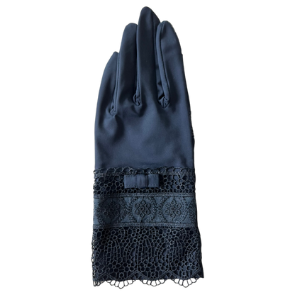 Cold feeling antibacterial hem chemical lace five finger UV arm cover gloves short size