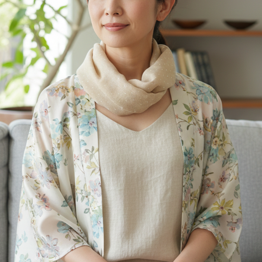 W005　シフォンドット ワンタッチスカーフ