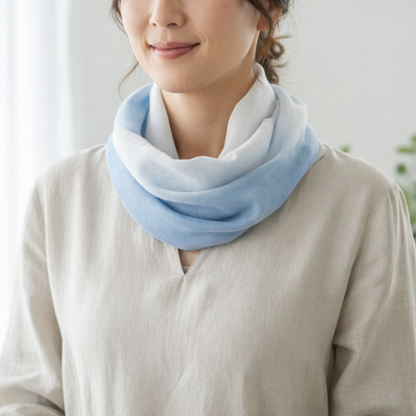 W020　手染め風ガーゼ　ワンタッチスカーフ