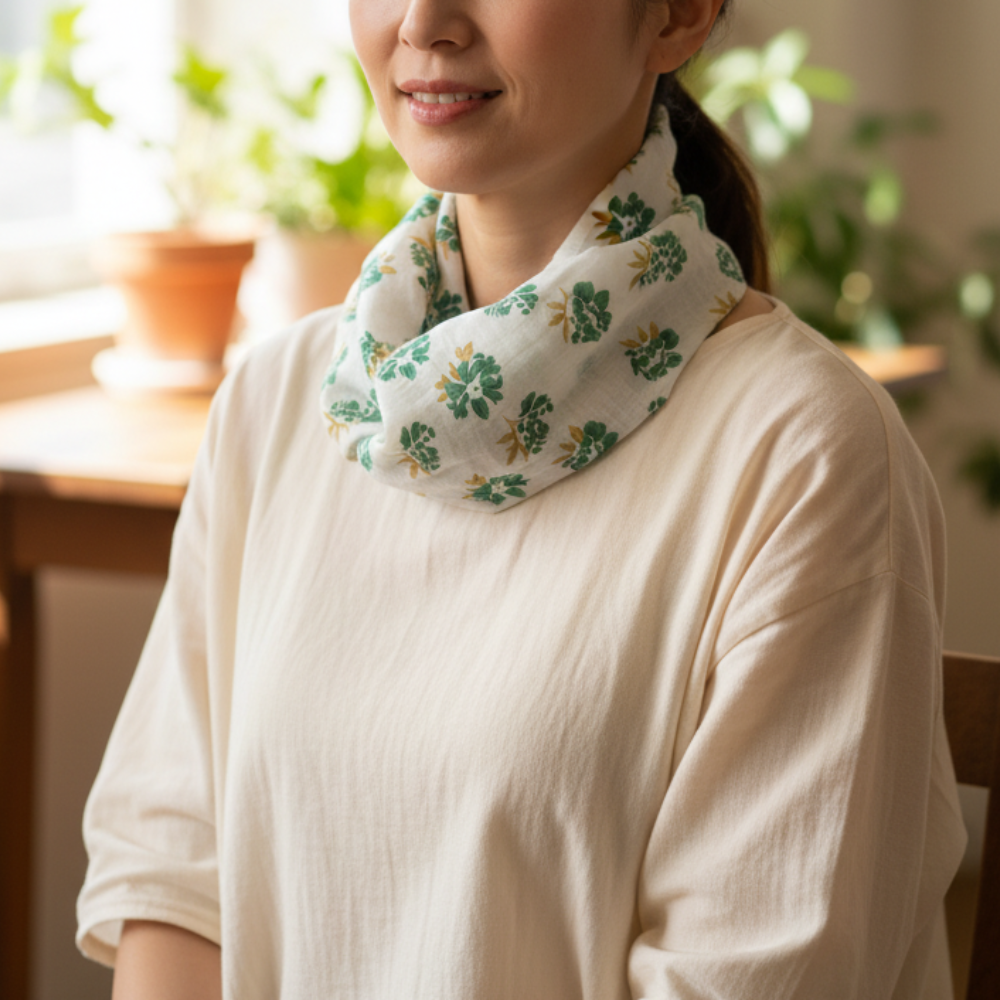 W002　フラワー　ワンタッチスカーフ