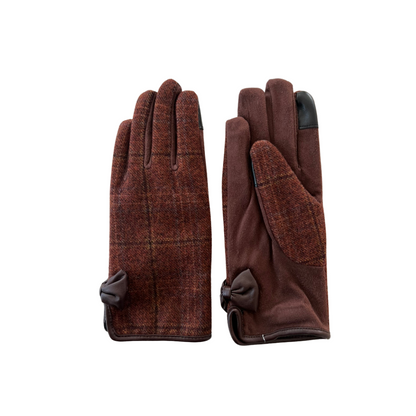 tartan plaid ribbon gloves