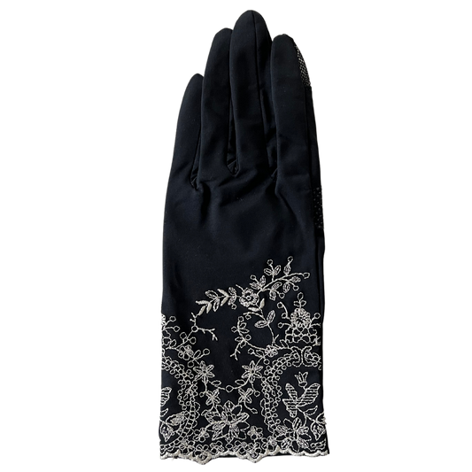 冷感抗菌レースししゅう五指　UVアームカバー手袋　ショートサイズ