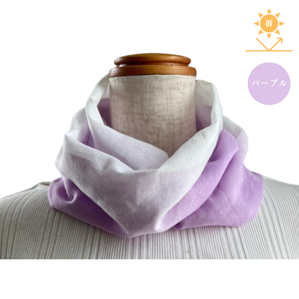 W020　手染め風ガーゼ　ワンタッチスカーフ