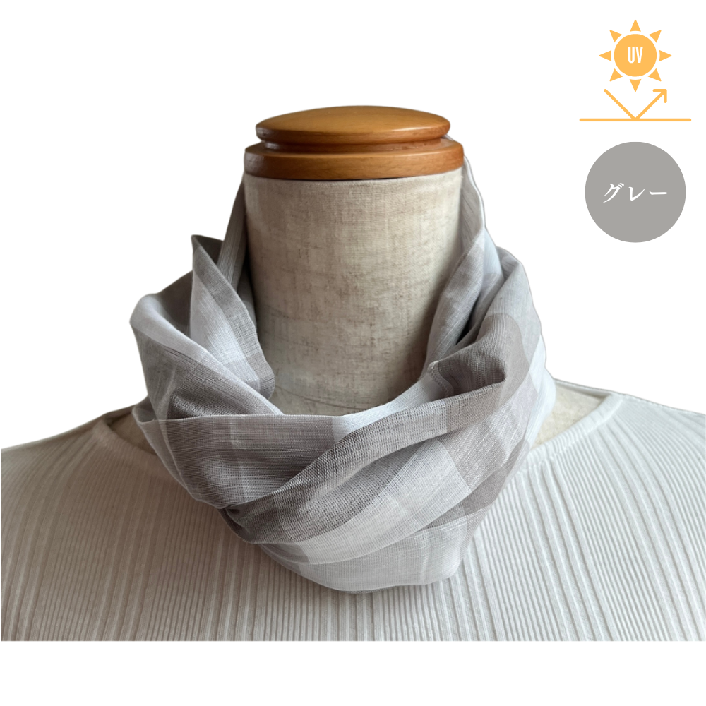 W004　ブロックチェック　ワンタッチスカーフ