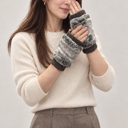 eco fur fingerless gloves