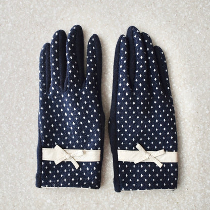 dot leather ribbon gloves