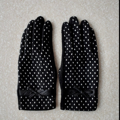 dot leather ribbon gloves