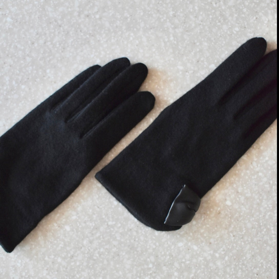 synthetic leather ribbon gloves