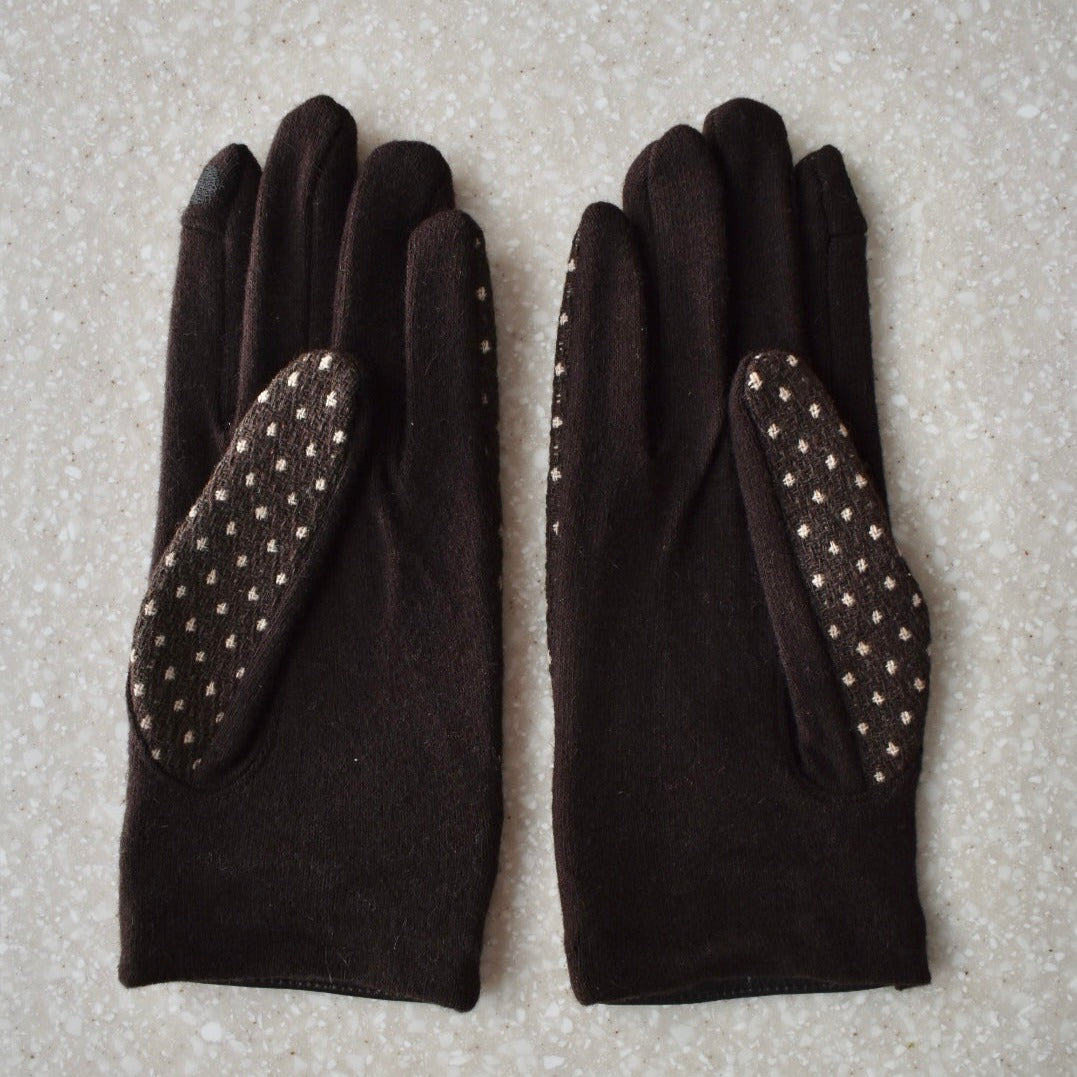 dot leather ribbon gloves