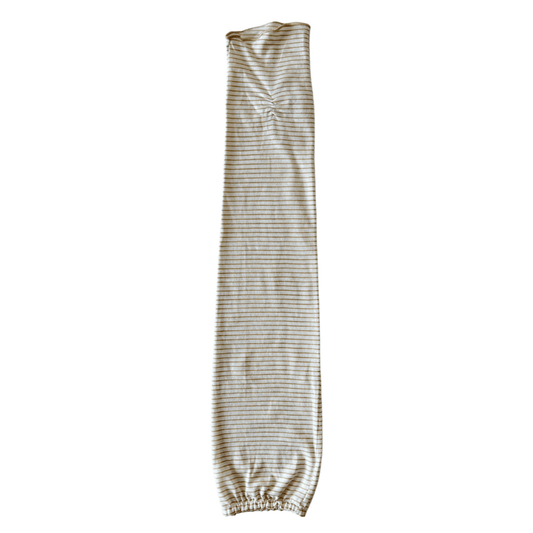 L035  指先フリルボーダーカラー　UVアームカバー手袋　ロングサイズ