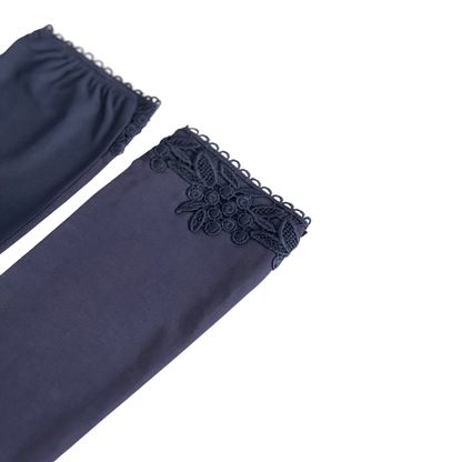 L050  オーガニックコットンフリルレース　UVアームカバー手袋　ロングサイズ