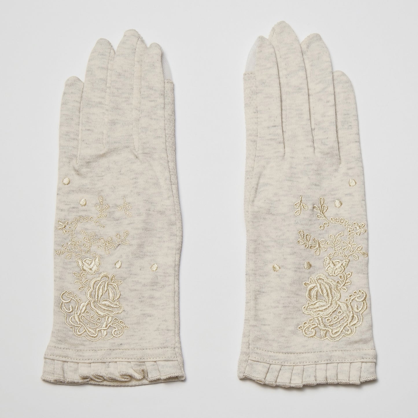 Antique embroidery five fingers UV arm cover gloves short size