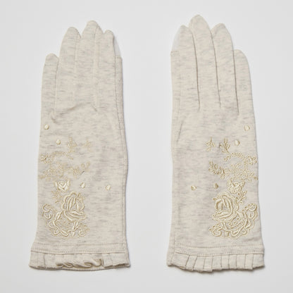 Antique embroidery five fingers UV arm cover gloves short size