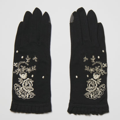 Antique embroidery five fingers UV arm cover gloves short size