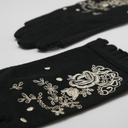 Antique embroidery five fingers UV arm cover gloves short size