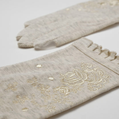 Antique embroidery five fingers UV arm cover gloves short size