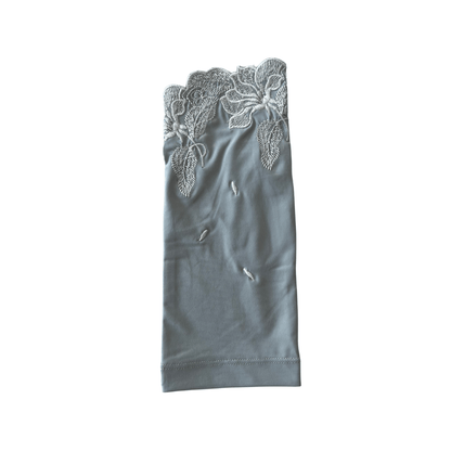 S048  冷感抗菌ブロッサム刺繍　UVアームカバー手袋　ショートサイズ