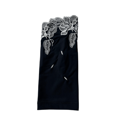 S048  冷感抗菌ブロッサム刺繍　UVアームカバー手袋　ショートサイズ