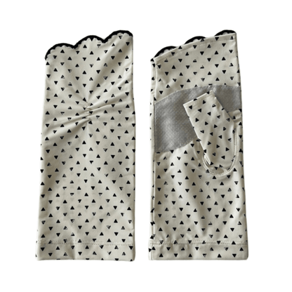 S053  三角デザイン指先ししゅう　UVアームカバー　ショートサイズ