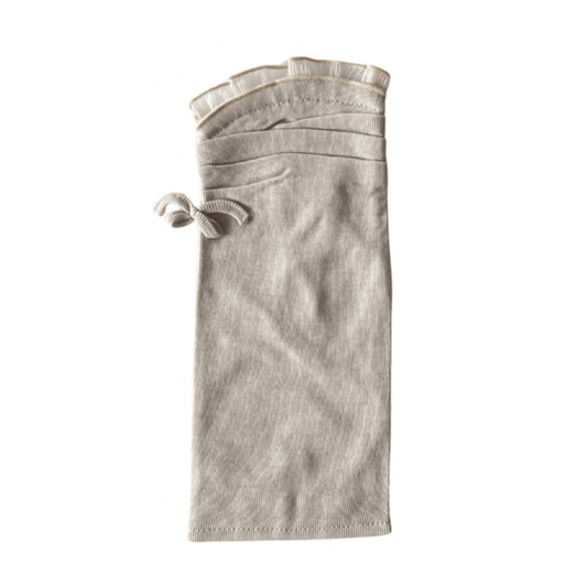 S054  シルクギャザーリボン　UVアームカバー手袋　ショートサイズ