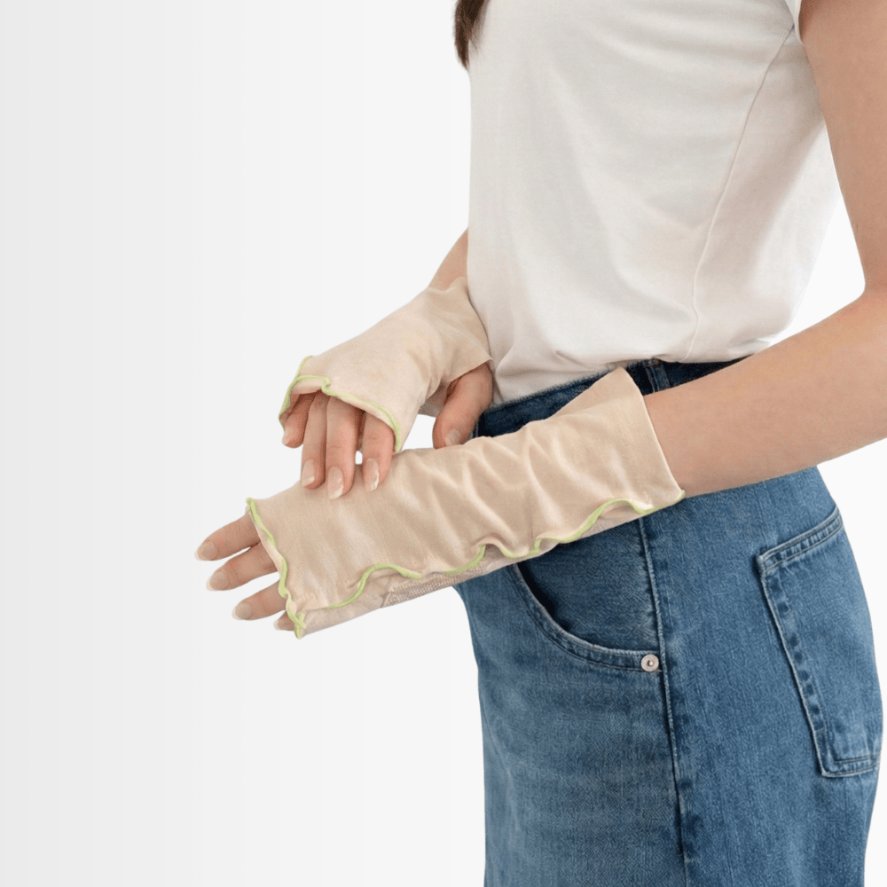 S058  バイカラーメロー　UVアームカバー　ショートサイズ